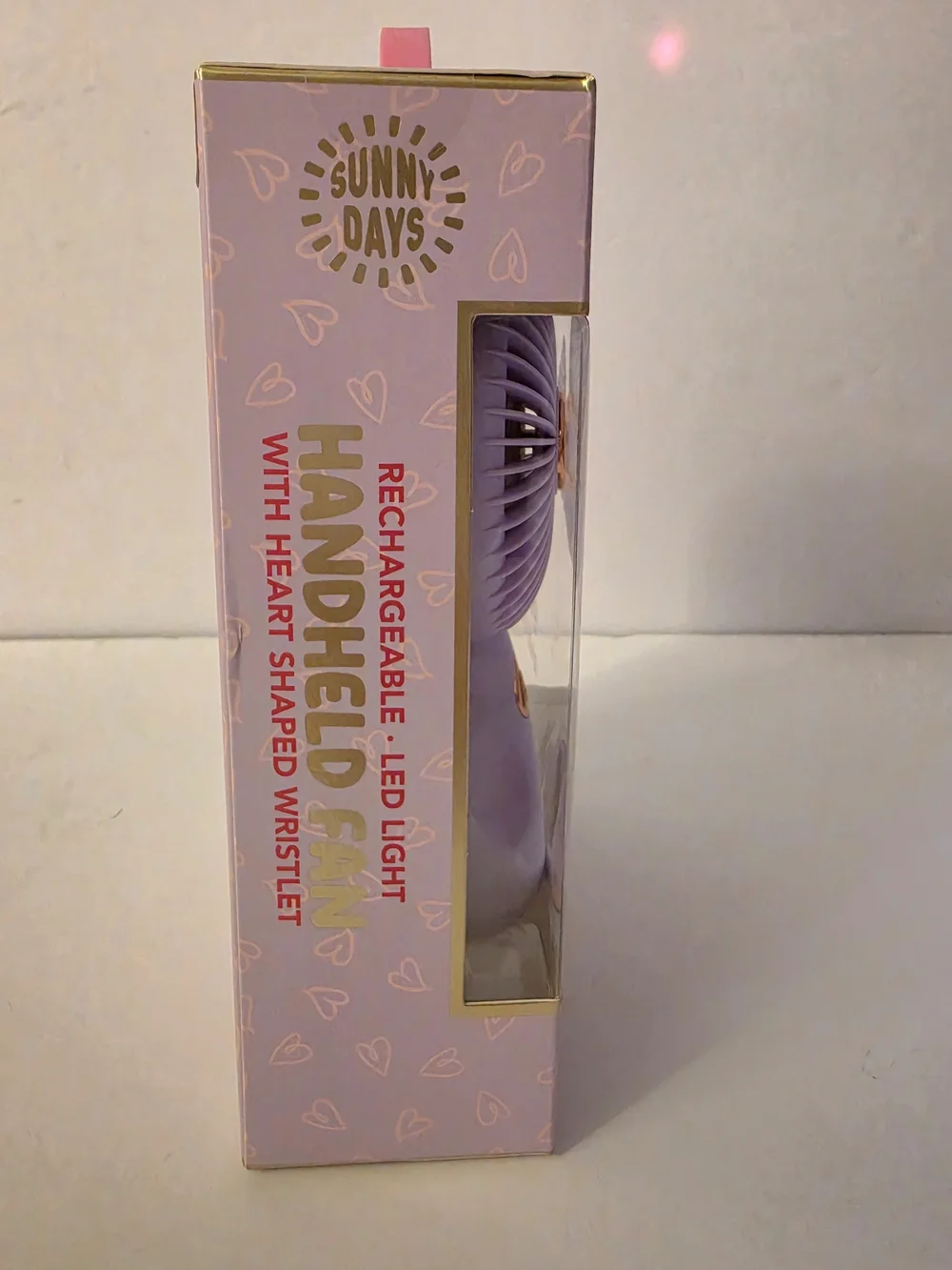Rechargeable Handheld Fan with Heart Wristlet - Lavender
